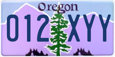 OR license plate 012XYY