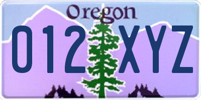 OR license plate 012XYZ