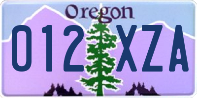 OR license plate 012XZA