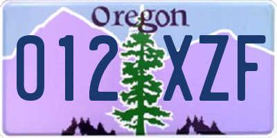 OR license plate 012XZF