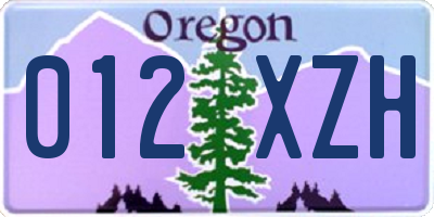 OR license plate 012XZH