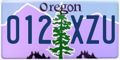 OR license plate 012XZU