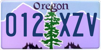 OR license plate 012XZV