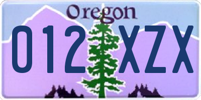 OR license plate 012XZX
