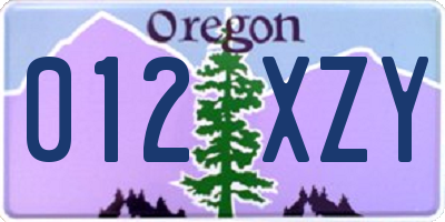OR license plate 012XZY