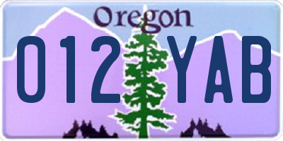 OR license plate 012YAB
