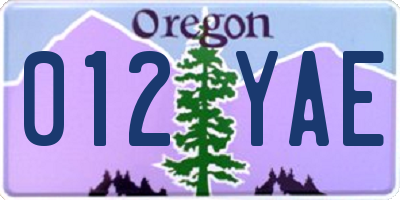OR license plate 012YAE