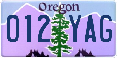 OR license plate 012YAG