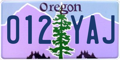 OR license plate 012YAJ