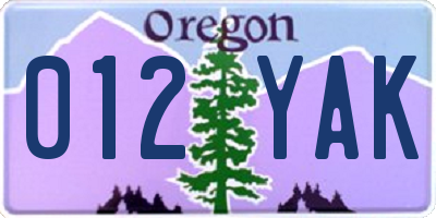 OR license plate 012YAK