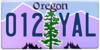 OR license plate 012YAL