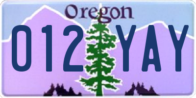OR license plate 012YAY