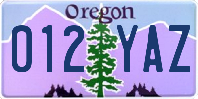 OR license plate 012YAZ
