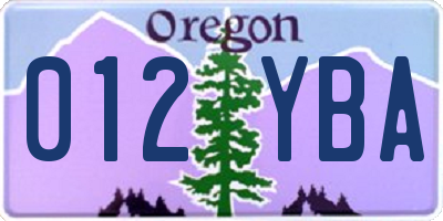 OR license plate 012YBA
