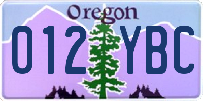 OR license plate 012YBC