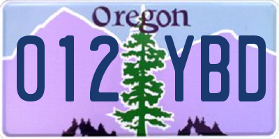 OR license plate 012YBD