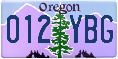 OR license plate 012YBG
