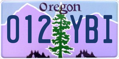OR license plate 012YBI