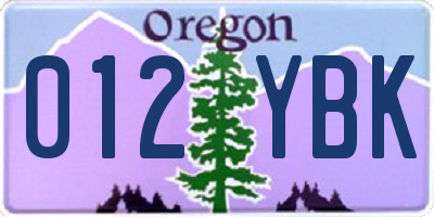 OR license plate 012YBK