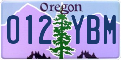 OR license plate 012YBM