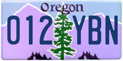 OR license plate 012YBN
