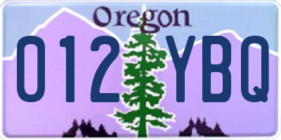 OR license plate 012YBQ