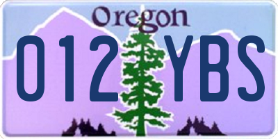 OR license plate 012YBS