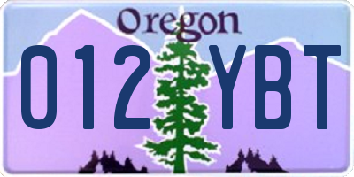 OR license plate 012YBT