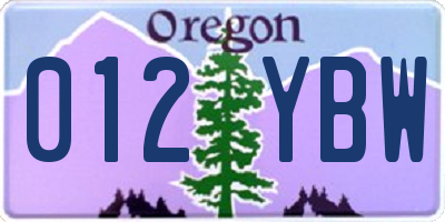 OR license plate 012YBW