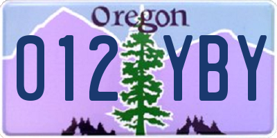 OR license plate 012YBY