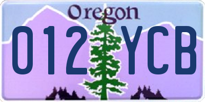OR license plate 012YCB
