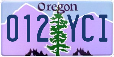OR license plate 012YCI