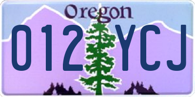 OR license plate 012YCJ
