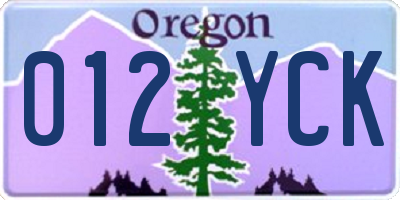 OR license plate 012YCK