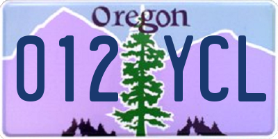 OR license plate 012YCL