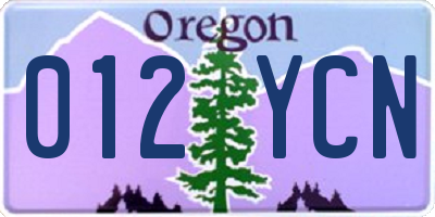 OR license plate 012YCN
