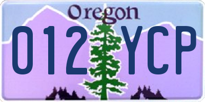 OR license plate 012YCP