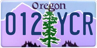OR license plate 012YCR