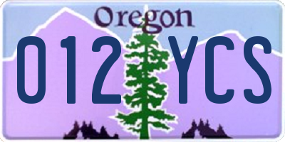 OR license plate 012YCS