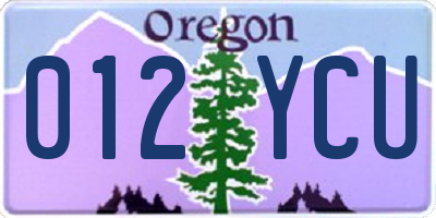 OR license plate 012YCU