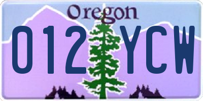 OR license plate 012YCW