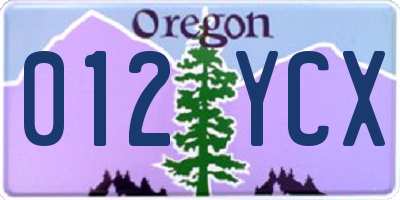 OR license plate 012YCX