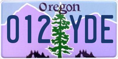 OR license plate 012YDE