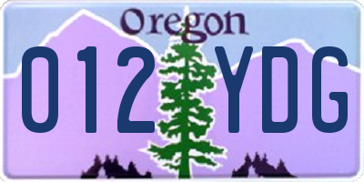 OR license plate 012YDG