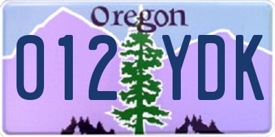 OR license plate 012YDK