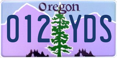 OR license plate 012YDS