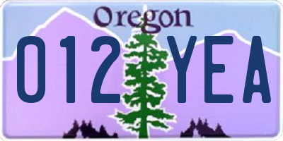 OR license plate 012YEA