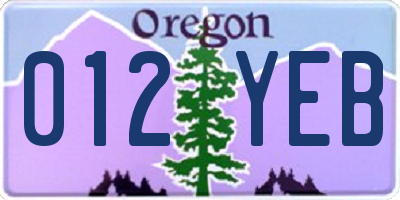 OR license plate 012YEB