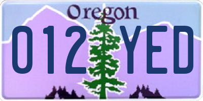 OR license plate 012YED