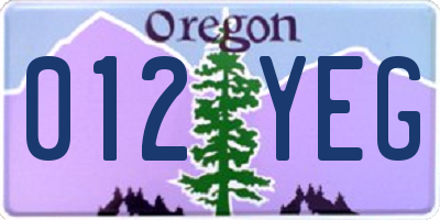 OR license plate 012YEG